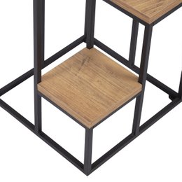 Portapiante in metallo con etageres in legno di Naturn Living | Piante Etagere | Portaspezie | Fioriera da interno - esterno | Supporto per piante | Colonna vegetale | nero opaco