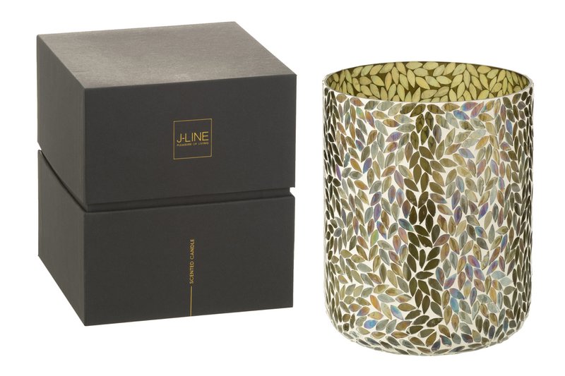 Świeca zapachowa J-Line Tea & Herbs - szklana - zielona - XL - 150U