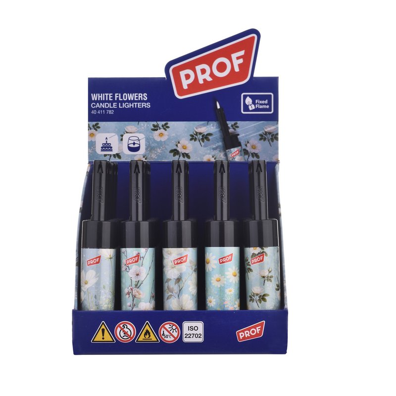 PROF Cobia White Flowers Fixed Flame Lighter