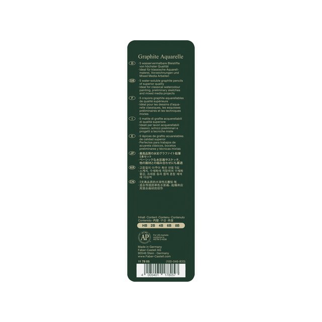 Aquarelpotlood FC Graphite etui a 5 stuks HB/2B/4B/6B/8B