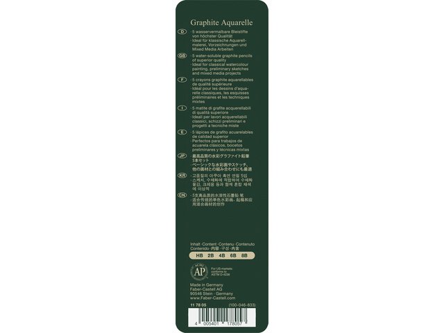 Aquarelpotlood FC Graphite etui a 5 stuks HB/2B/4B/6B/8B