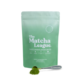 Matcha powder in a resealable bag. Vibrant green color. Finely ground Japanese green tea leaves. Ideal for making matcha tea, lattes, and baking.