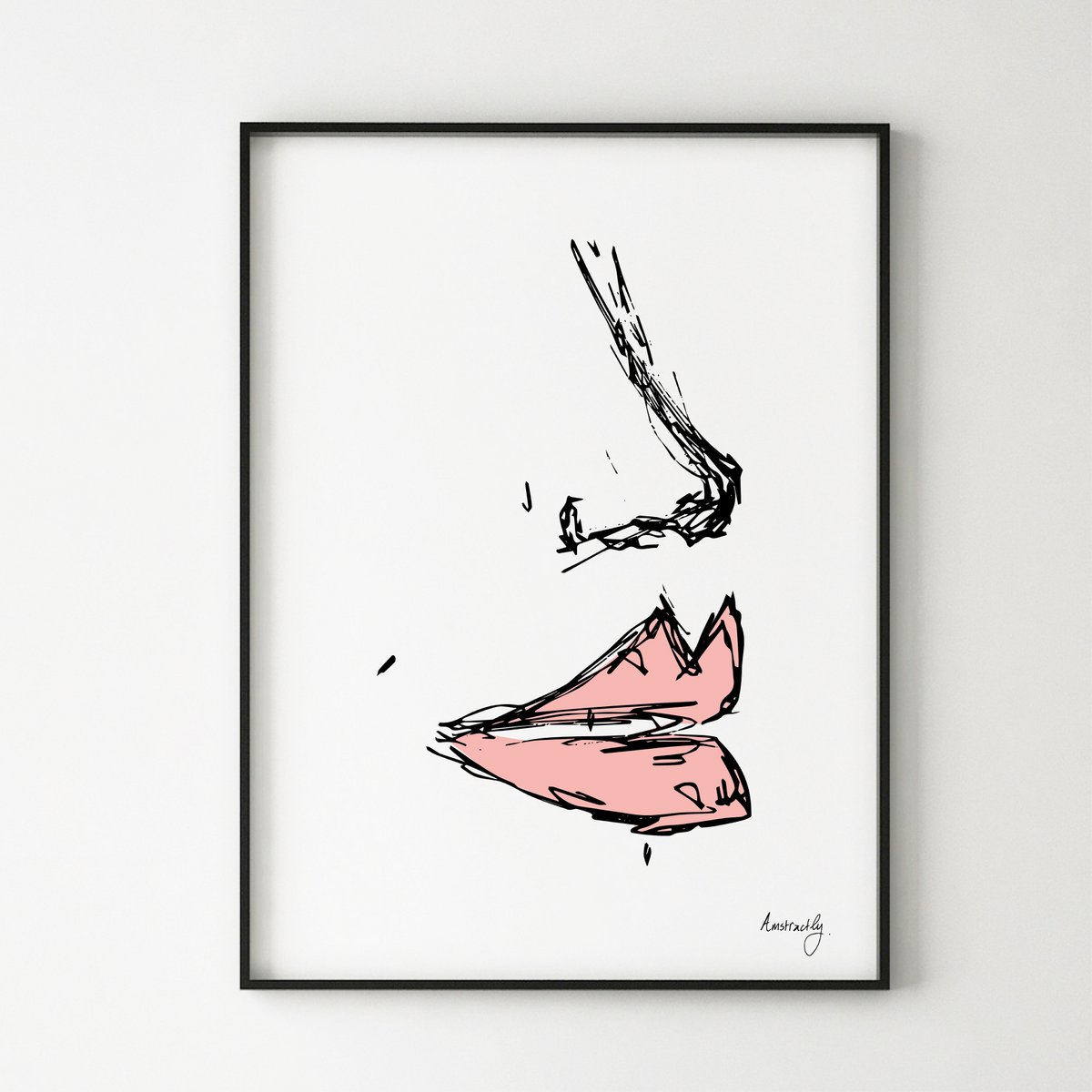 Attraktive Lippen nackt - Frau Skulptur Line Art Print