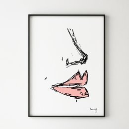 Labios atractivos desnudos - Línea de escultura de mujer Lámina artística