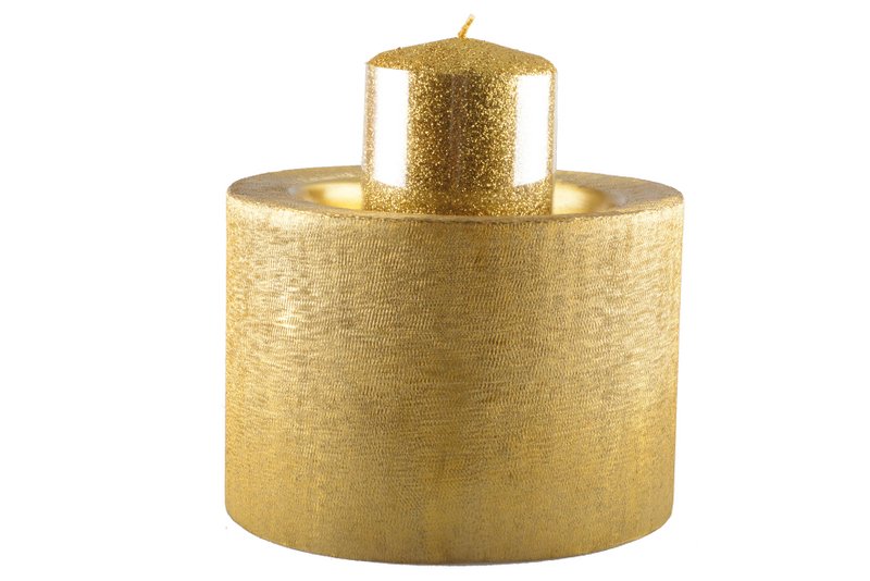 Goldmetallkerzenhalter 16.5x16.5x11.5 cm