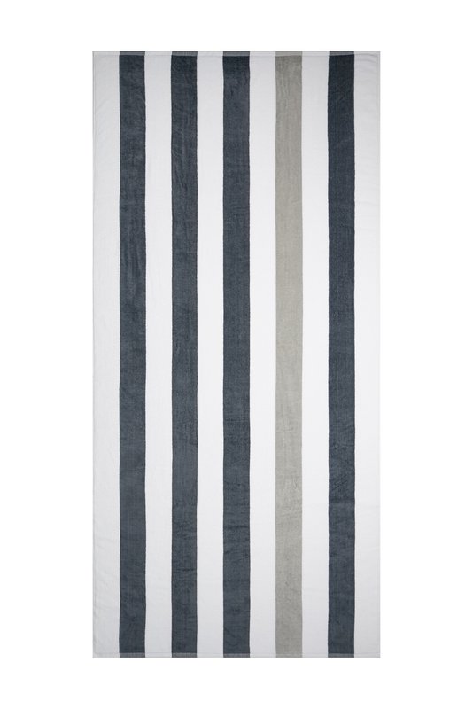 Beach Towel, 100% cotton, 90x190 cm, Stripe Anthracite/Light Grey