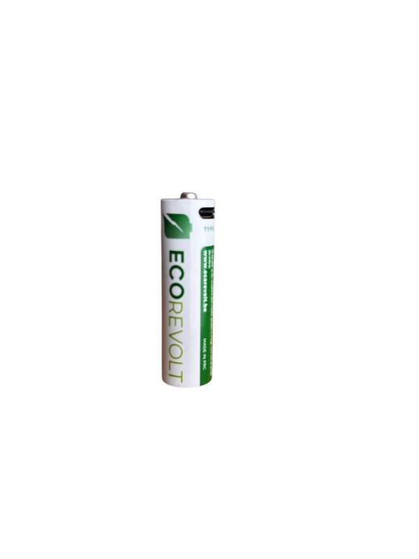Ecorevolt-Pack de 4 Repcherable AA Repcherable USB-C 700 mAh 1.5V + 4 cabezas de cable