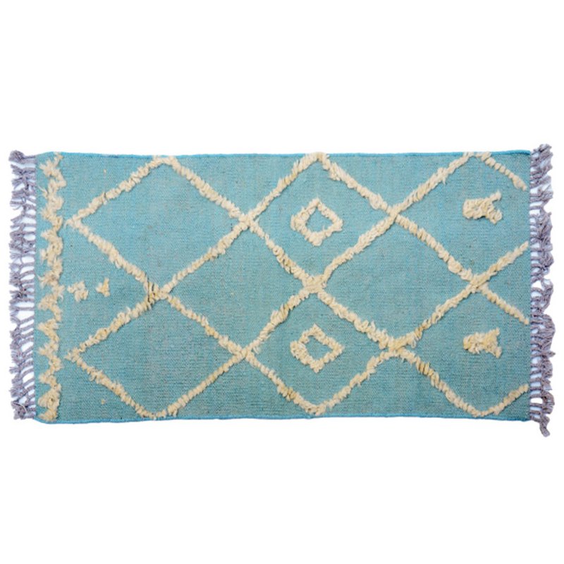 IKAT gråligt blågrønt Kilim tæppe