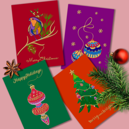 Goldfolie Weihnachtsbaum Postkarte
