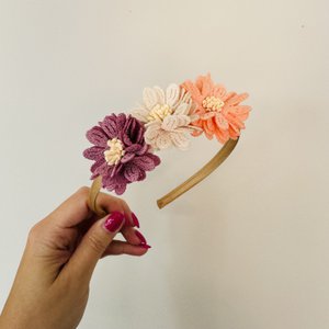 Haarband Blumenmix Lila/Ecru/Pfirsich
