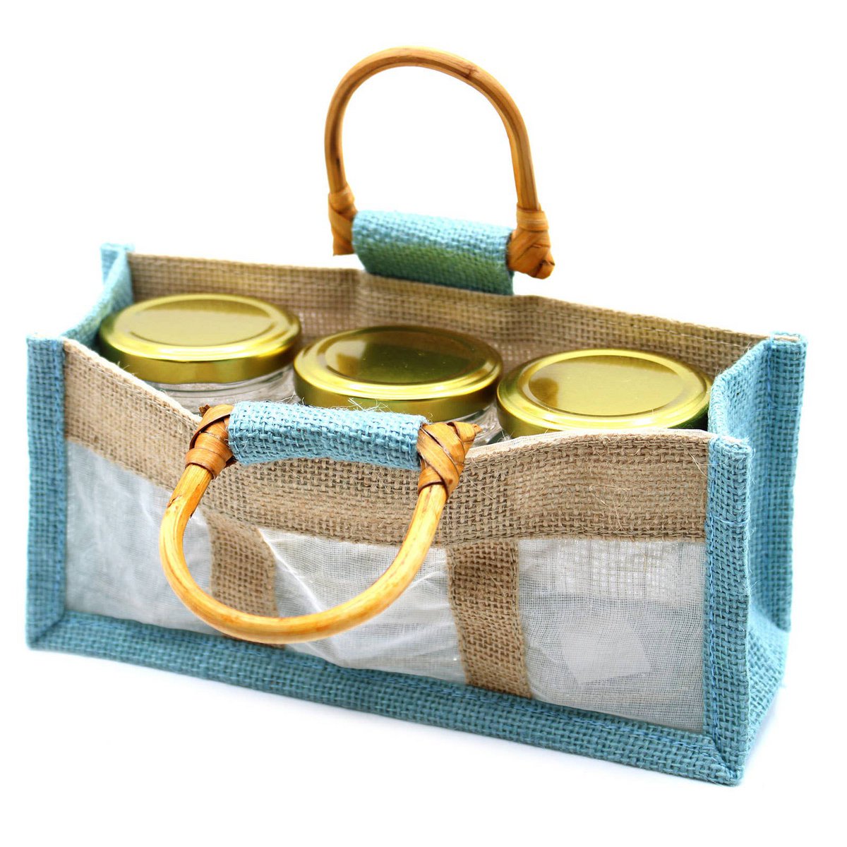 Pure Jute and Cotton Window Gift Bag  - Three Windows Teal