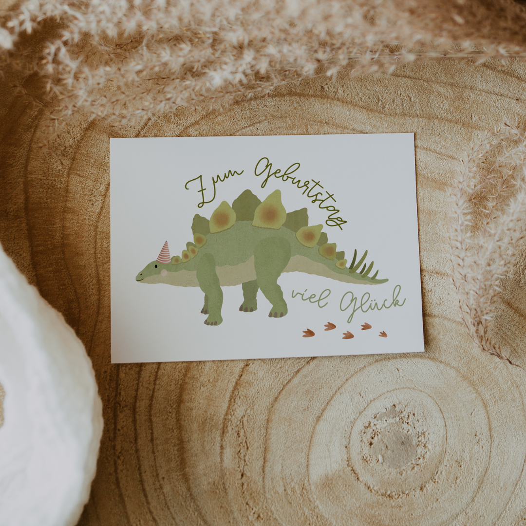 Pocztówka Dino - Urodzinowy Dinozaur Stegozaur
