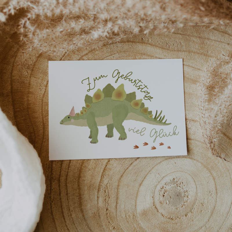 Cartolina Dino - stegosauro di dinosauro di compleanno