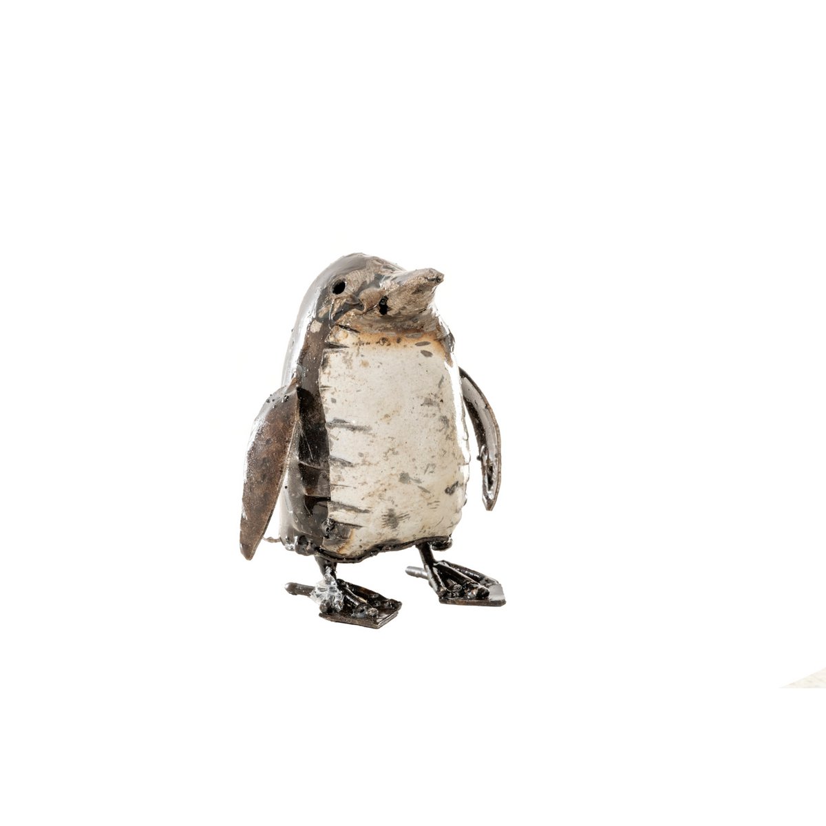 BÉBÉ PINGOUIN EN MÉTAL NATUREL-BLANC