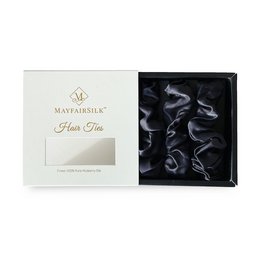 Anthrazitfarbenes Seiden-Scrunchies-Set