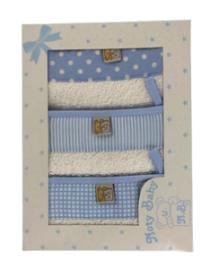 Conjunto de 3 Luvas de banho para bebé 100% algodão