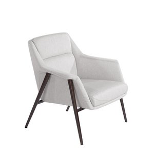 Fauteuil bekleed met stof en bruine stalen poten