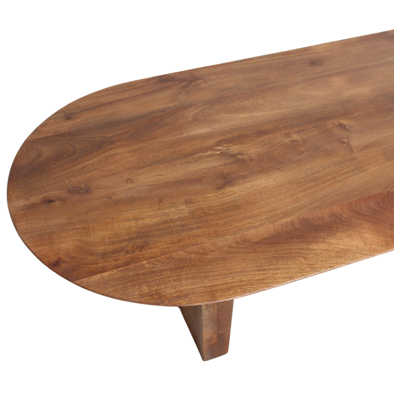 Bullnose mangotræ sofabord brun - 140x60x35 cm