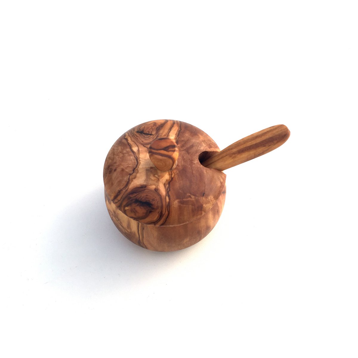 Pot en bois d'olivier avec cuillère