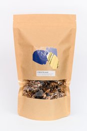Granola refill bag with a mix of oats, nuts, and dried fruit.