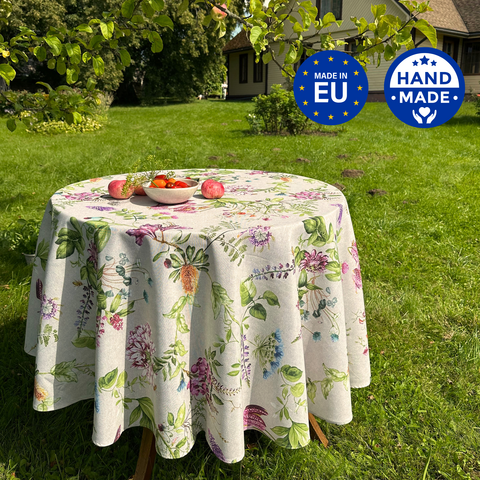 Runde Blumen-Tischdecke, Poly-Cotton-Mix, bedruckt | Botanik