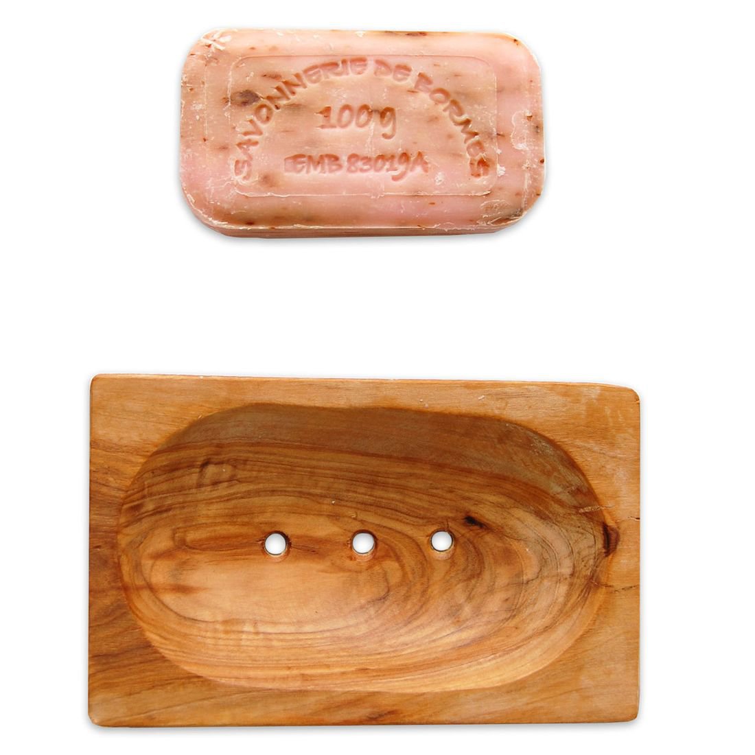 Jabonera cuadrada pequeña de madera de olivo