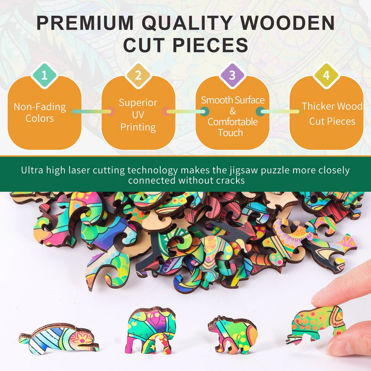Drewniane puzzle z motywem kameleona – 141 elementów