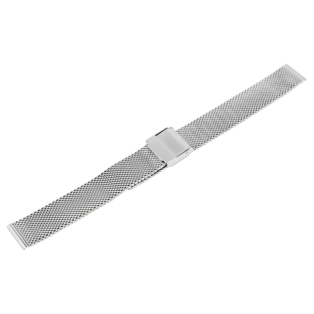 Bracciale milanese in acciaio inossidabile, tono argento, 14 mm
