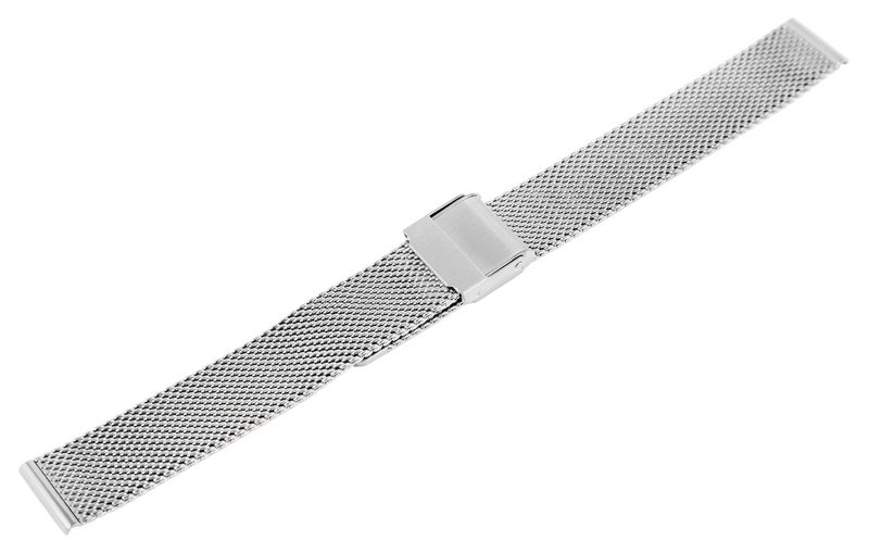 Bracciale milanese in acciaio inossidabile, tono argento, 14 mm
