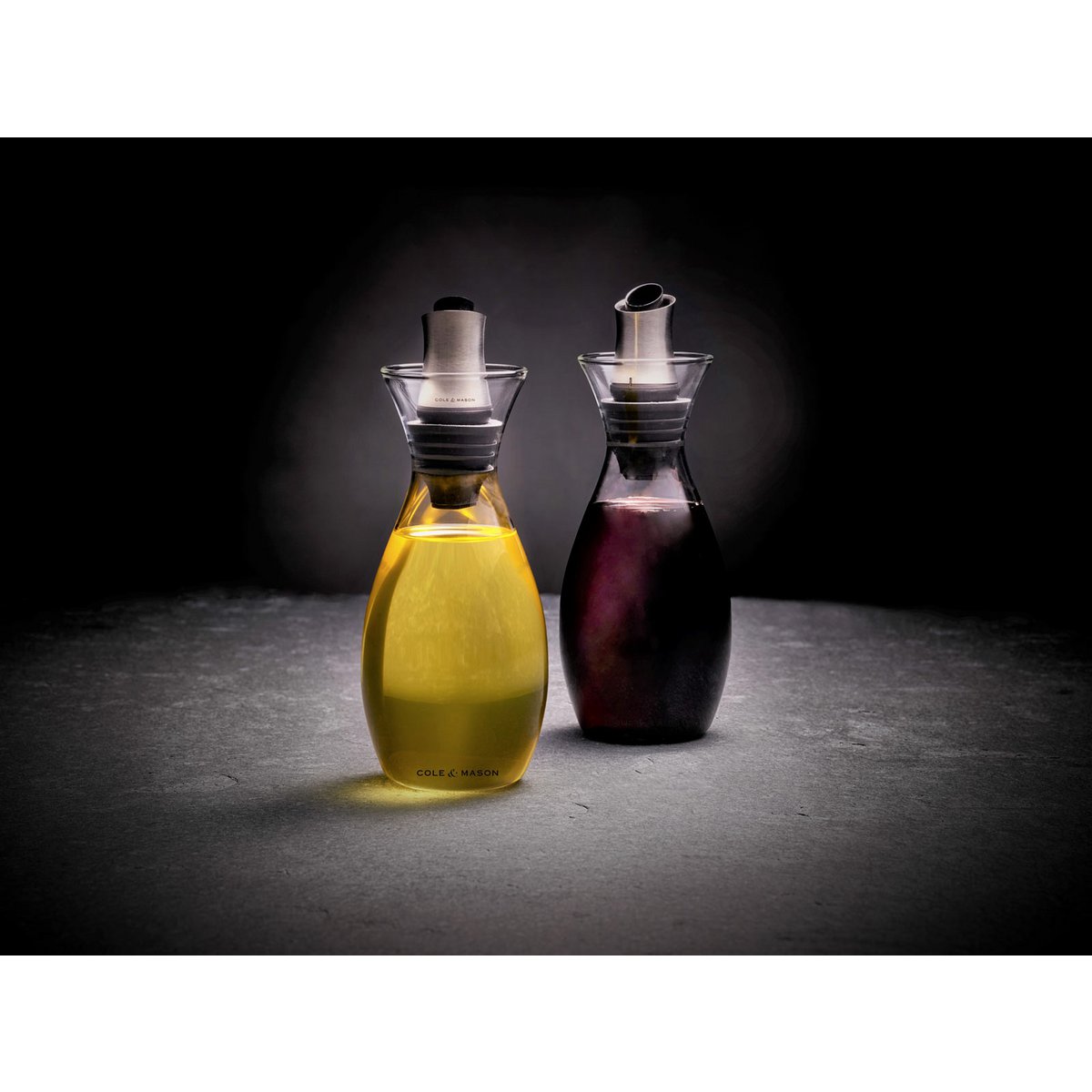 Set Bouteille Huile et Vinaigre avec Bouchon Verseur Ajustable 37cl