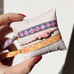Ribbon bracelet Good Vibes yellow