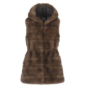 Lang vest met dubbelzijdige capuchon met nertseffect