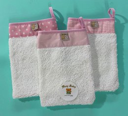 Lot de 3 gants de bain bébé 100% coton