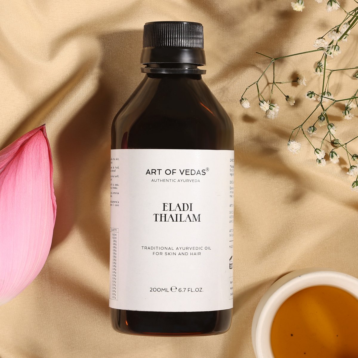 Ayurvedic Eladi Tailam 200ml | Aceite herbal tradicional para la desintoxicación de la piel, el brillo y el masaje corporal ayurvédico