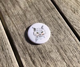 Round magnetic button with watercolor cat design for refrigerator
