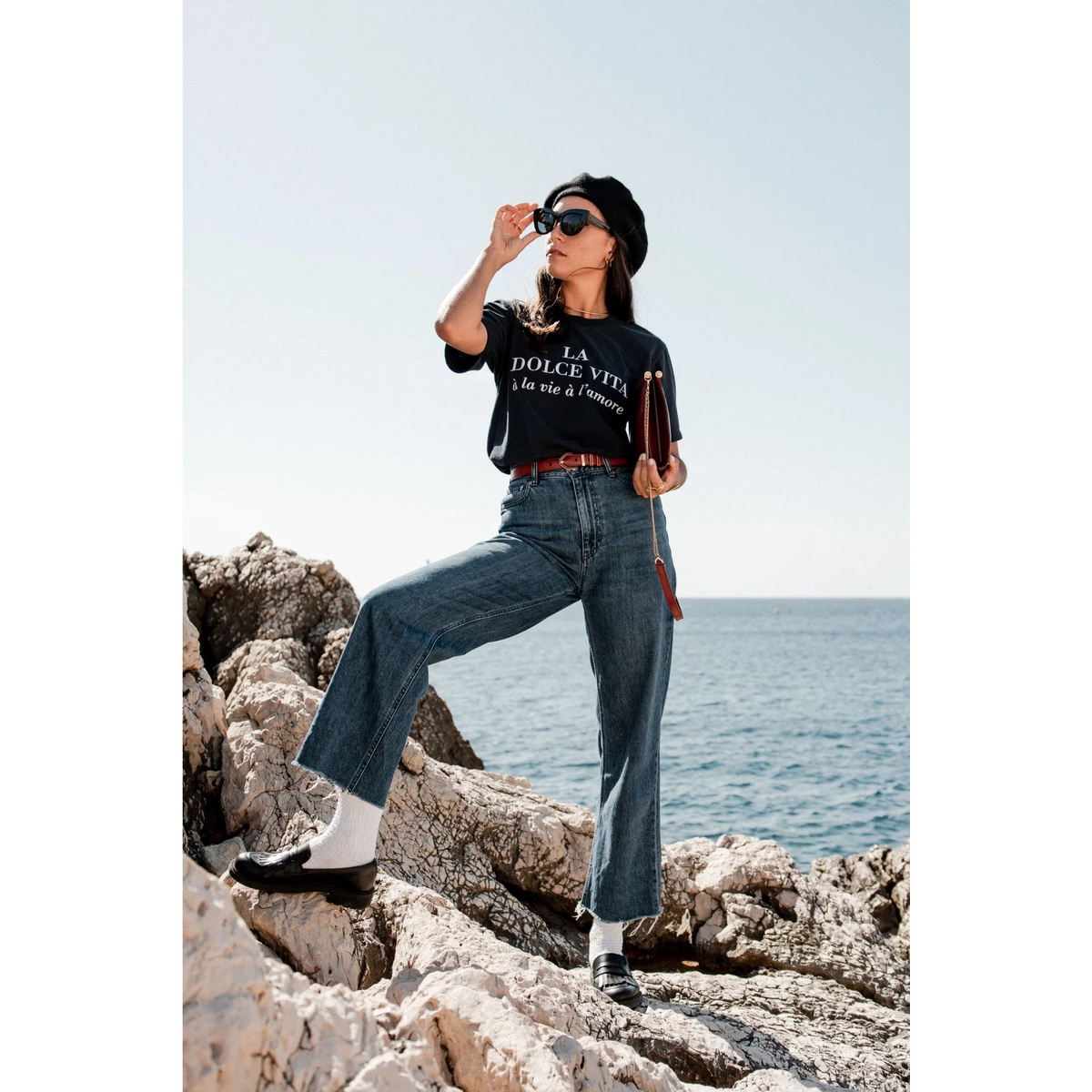 Dunkelblaues Dolce Vita-T-Shirt