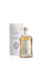Amber glass bottle reed diffuser, sand fragrance, beige packaging, luxury home scent