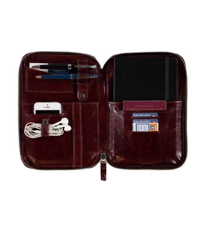 Madda leather office case - burgundy red