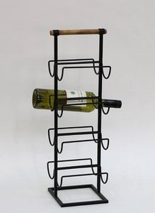metalen/houten wijnrek zwart