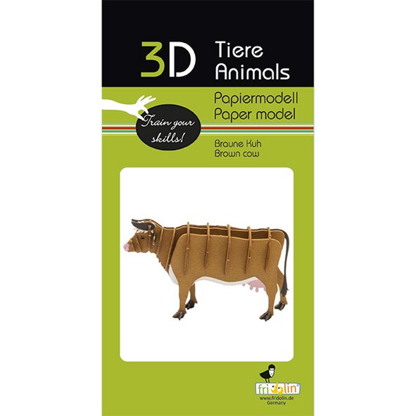 3D-Papiermodell - Braune Kuh