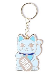 Maneki Neko Sleutelhanger - Blauw Gelukskat