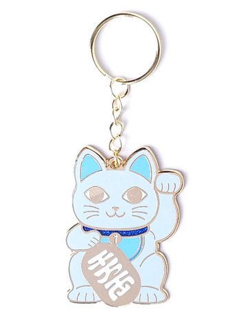 Maneki Neko Schlüsselanhänger – Blaue Glückskatze