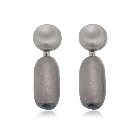 Ceramic Tubes Earring - Silver