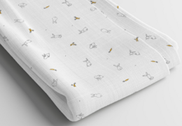 Mini Muslin 100% bomuld - Søde kaniner print