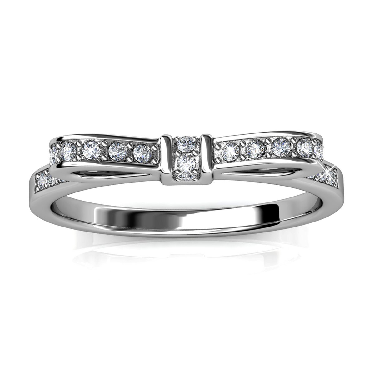 Anillo de cinta: plata y cristal