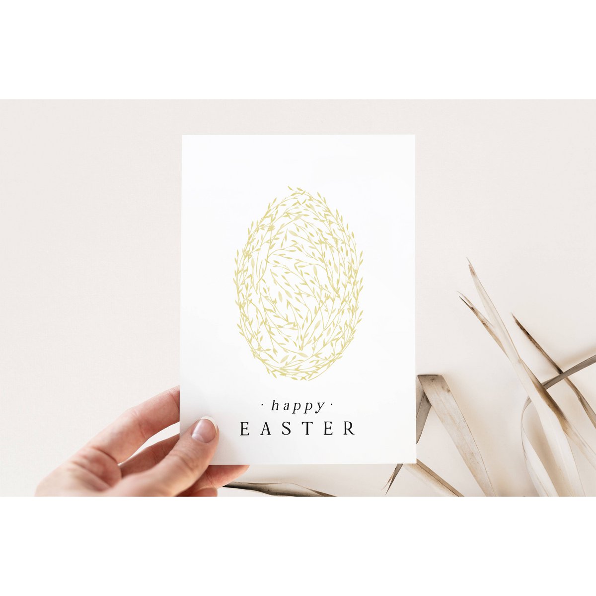 Carta di Pasqua - Giallo Florale Easter Egg, Happy Pasqua Cartolina, A6 Card