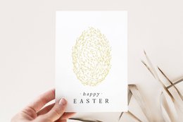 Carta di Pasqua - Giallo Florale Easter Egg, Happy Pasqua Cartolina, A6 Card