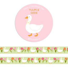 Washi tape - illustration gæs og tulipaner