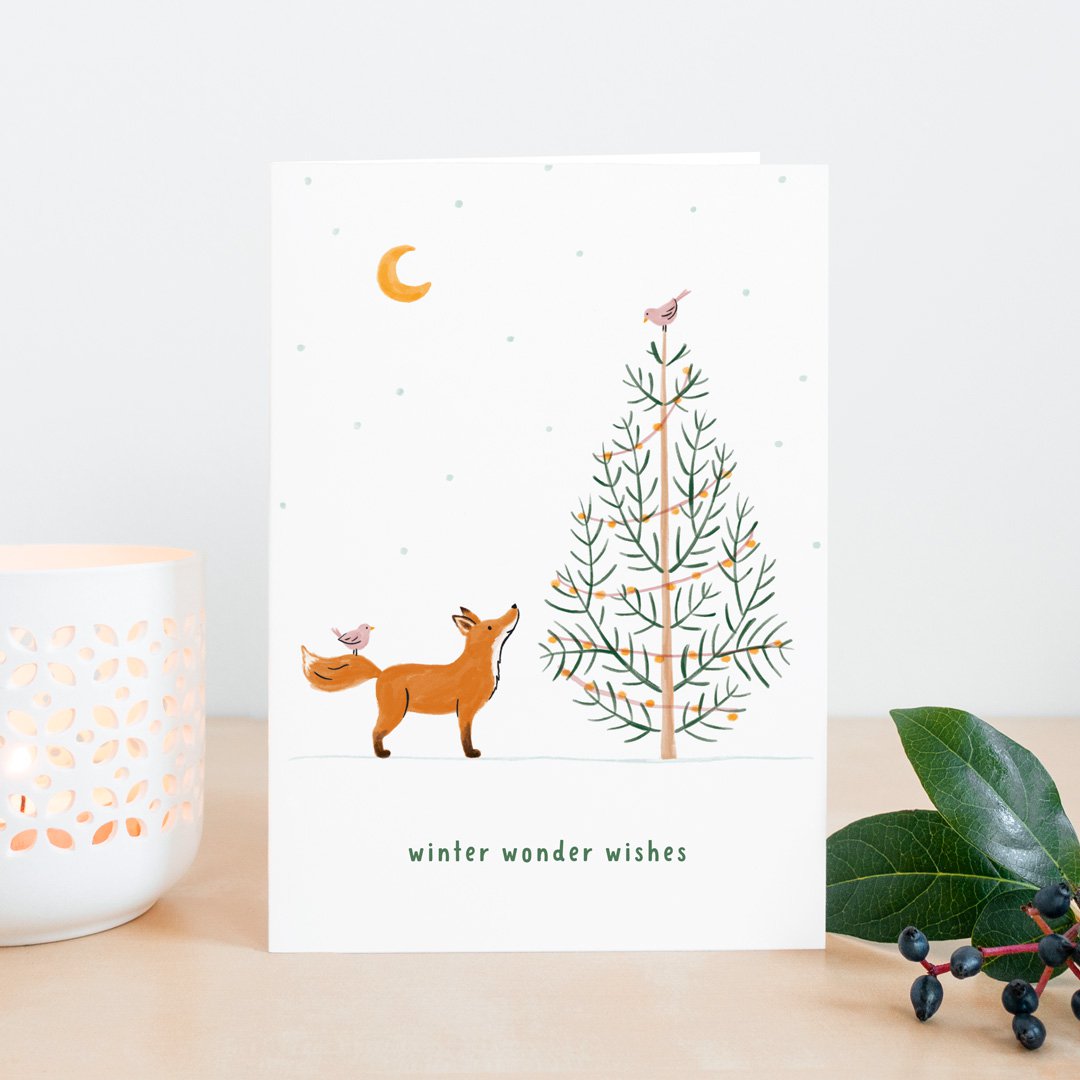 Tarjeta de Navidad | zorro | animales del bosque