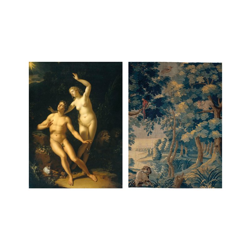 Postcard collage Museum-collectie - Adam & Eva